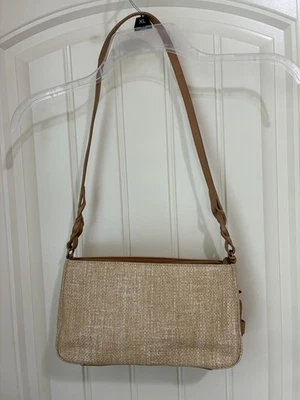 Bolso de Hombro de Colección Etienne Aigner Paja y Cuero Trenzado Sandalia Madera Llavero Foto 1 de 4