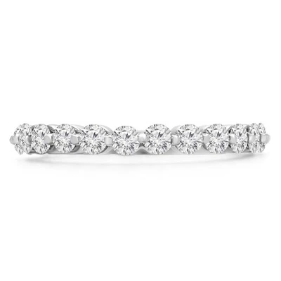 0.95 CT Round VS1 F Diamond Pave Accent Wedding Band 14K White Gold - Image 1 of 4