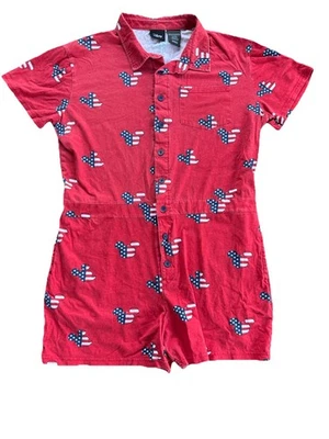 Disney Romper Womens Large Red White Blue Jumpsuit Mickey Mouse USA - Image 1 of 4