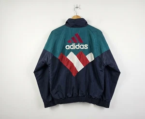 Giacca da pista vintage Adidas EQT Equipment L anni 90 colorblock nero verde full zip - Foto 1 di 11
