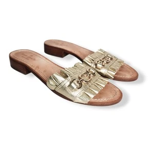 Sandalias Kate Spade Beau de cuero con volantes y cadena dorada zapatos para mujer talla 8,5 - Imagen 1 de 9