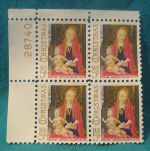 1966 Navidad-Madonna & Child como nuevo sin goma-plato bloque de 4-Scott #1321 - Imagen 1 de 2