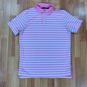 Ralph Lauren Polo Shirt Mens Small Pink White Stripes RLX Golf Casual - Picture 1 of 8