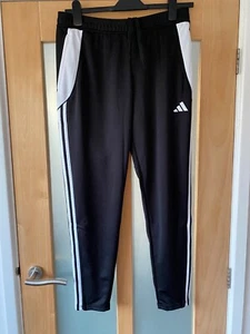 Aeroready Adidas black with white stripes womens joggers size large - Picture 1 of 7