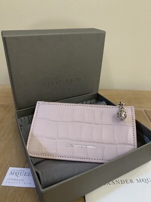  BN ALEXANDER MCQUEEN PALE PINK CROCODILE EMBOSSED CARD HOLDER & COIN ZIP WALLET - Image 1 of 4