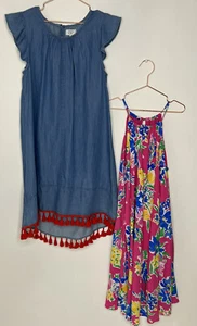 Ralph Lauren Polo Girls multicolored floral and crown and ivy denim tassel dress - Picture 1 of 10