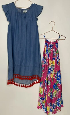 Ralph Lauren Polo Niñas Multicolor Floral y Corona e Hiedra Denim Borla Vestido Foto 1 de 4