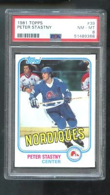 1981-82 Topps #39 Peter Stastny RC ROOKIE PSA 8 Graded Hockey Card NHL 1982 - Image 1 of 2