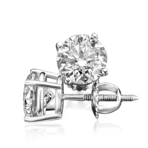 0.60 CT Round Cut Moissanite Stud Earrings Lab Grown 14K White Gold - Picture 1 of 3