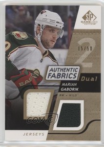 2008 SP Game Used Edition Authentic Fabrics Dual Gold /50 Marian Gaborik #AF-MG