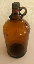 Vintage Glass Clorox Bottle Embossed Amber Brown Half Gallon Jug 64oz W/Lid USA