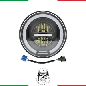 🇮🇹 FARO FULL LED ANGEL EYES OMOLOGATO MOTO 7'' SCRAMBLER CHOPPERS CAFE RACER - Imagen 1 de 5