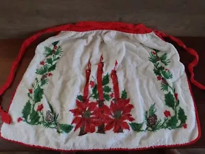 Delantal toalla de Navidad vintage tela de rizo velas años 70 - Imagen 1 de 4