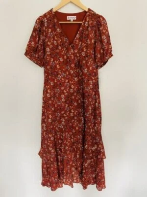 Nanette Lepore | Цветочный Puff рукав надежном платье миди | Великобритании размер 10-12 | совершенно новый - Изображение 1 из 4