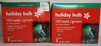 Bombilla de vacaciones verde 2 GE 100 vatios interior/exterior 120 V luz de inundación NUEVA Foto 1 de 3