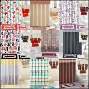 ALL SEASONS 19PC BATHROOM SET SHOWER CURTAIN HOOKS MATS SOLID CERAMIC ACCESORIES - Picture 1 of 38