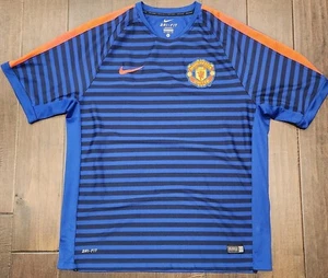 Nike Dri-Fit Manchester United Striped 2014-2015 Training Shirt Men's XL EPL - Picture 1 of 5