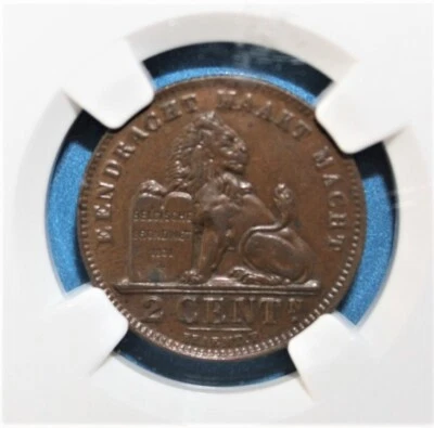 S10 - Bélgica 2 Céntimos 1912 NGC AU-58 BN Moneda Casi Sin Circular - Flamenca Foto 1 de 4