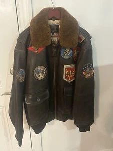 COCKPIT USA TOP GUN NAVY G-1 LEATHER JACKET BROWN MADE IN USA G1 - Picture 1 of 2