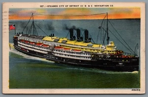 Postcard Cleveland OH c1952 Steamer City of Detroit D. & C. Navigation Co. - Bild 1 von 2