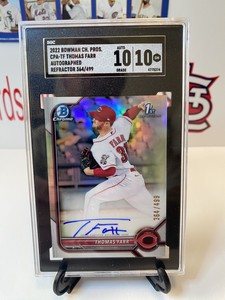 2022 Bowman Chrome THOMAS FARR 1st Refractor Auto /499 CPA-TF Reds SGC 10/10
