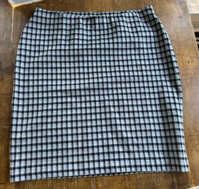 Falda J. JILL Negra Gris Cuadros Ponte Tejida Pull-On Lápiz Talla XL Alta Carrera Nueva Foto 1 de 4