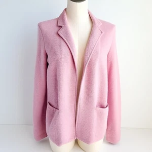Talbots Ribbed Open Front Jacket Womens S Pink Lambswool Blend Brand New $139 - Picture 1 of 6