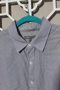 Vince Button Up Shirt Mens L Gray Casual Preppy Business Work Striped Cotton Men - Picture 1 of 17