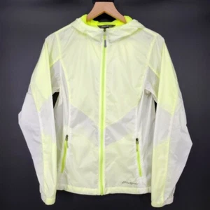 Eddie Bauer Womens Windbreaker Jacket Size S Yellow White Sheer Lightweight Run - Picture 1 of 7