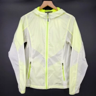 Eddie Bauer Womens Windbreaker Jacket Size S Yellow White Sheer Lightweight Run - Image 1 of 4
