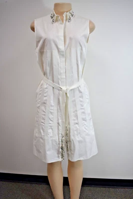 Ermanno Scervino White Cotton Cocktail Dress Size 42/ 6 US On Sale jf - Image 1 of 4