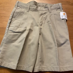 A+ by SAI Boys Pleated Front Twill Shorts School Uniform Tan Khaki 12 Husky NWT - Picture 1 of 7