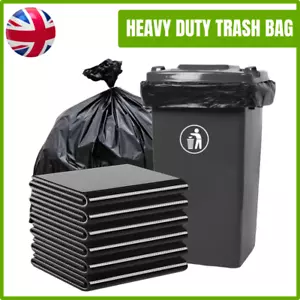 HEAVY DUTY BLACK BIN BAGS REFUSE SACKS THICK STRONG RUBBISH BAGS BIN LINERS 100L - Picture 1 of 18