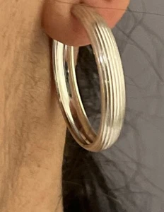 Orecchini a cerchio da donna in argento sterling 925 - misura mezzo dollaro Lincoln - Foto 1 di 4