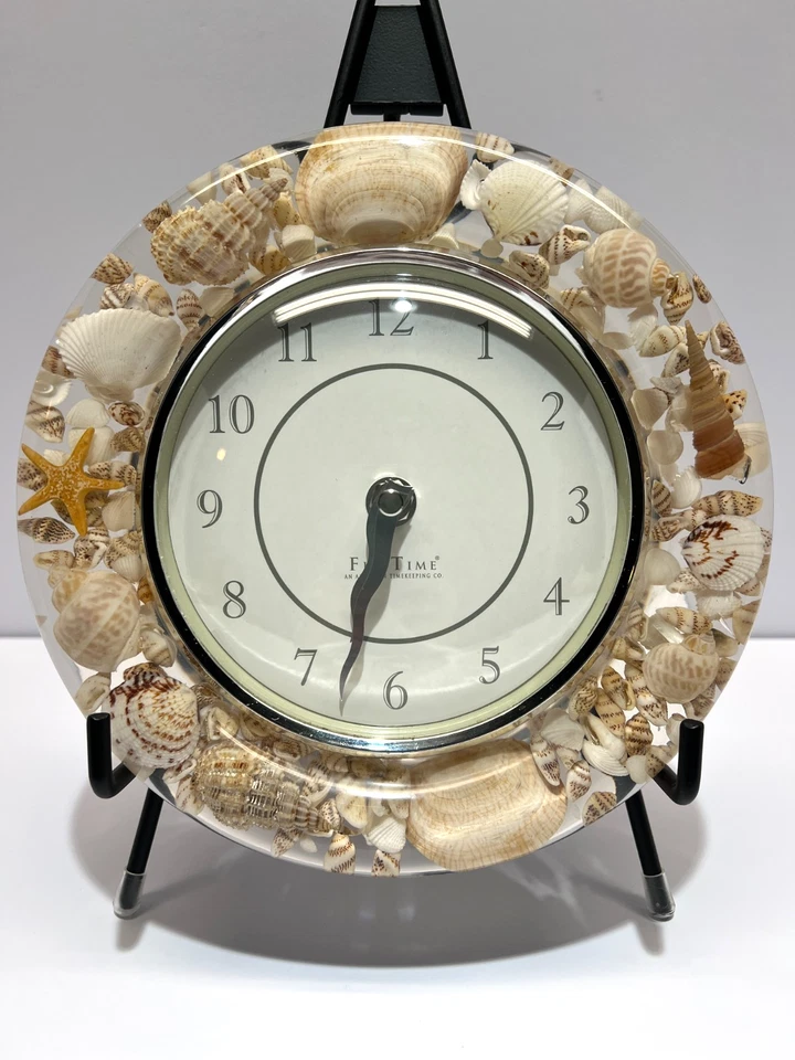 Reloj de Pared Primera Vez Sea Shell - Funciona - Acrílico Lucite Ocean Beach Tropical Foto 1 de 4