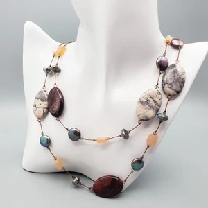 "Collar de piedras semipreciosas moradas y rosas Margo Morrison 36,5"" palanca esterlina" - Imagen 1 de 8