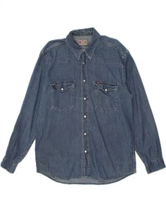 MUSTANG Mens Denim Shirt Large Blue Cotton CB01 - Picture 1 of 3