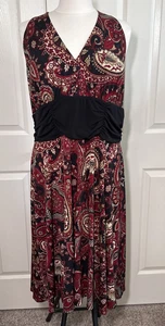 R&K Halter Dress Womens Sz 18W Paisley Wide Waist Flare Skirt Dress EUC - Picture 1 of 13