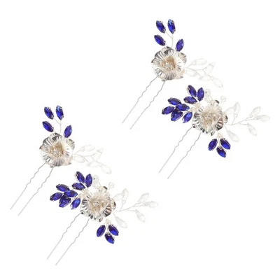 2 Pairs Crystal Bridal Hair Accessories Bride Wedding Hairpins Side Clip Foto 1 de 4