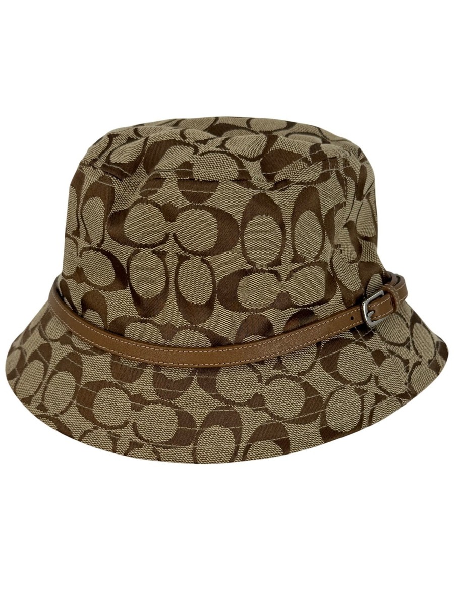 Vintage Coach CC Monogram Bucket Hat Brown/Tan Canvas Vegan  display picture 1