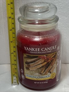 Yankee Candle "Sparkling Cinnamon" Perfumado, Clásico 22 OZ Tarro Grande Mecha Única - Imagen 1 de 5