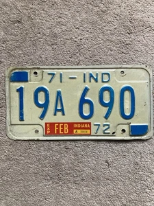 1971-72 Indiana License Plate - 19A 690 - Nice! - Picture 1 of 2