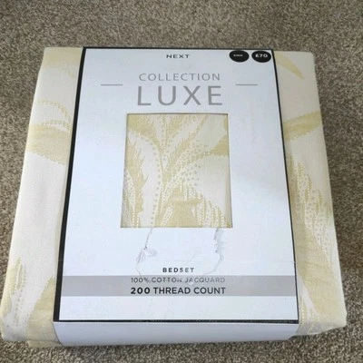 Juego de cama King Next Collection Luxe 200TC amarillo pastel algodón jacquard precio de venta sugerido por el fabricante 70 GBP🛏️💤 Foto 1 de 4