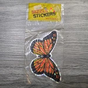 Pegatinas vintage chisporroteo mariposa monarca pegatina prismática 5" selladas nuevas años 80 V2 - Imagen 1 de 7