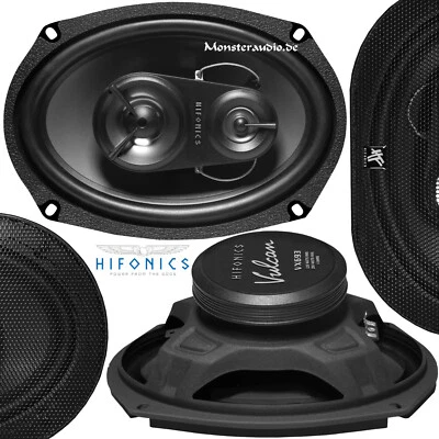 Hifonic 250 Watt 3-Wege Auto Lautsprecher oval Set Boxen PKW 6x9" Heck Hutablage - Bild 1 von 4