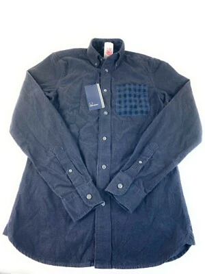New Fred Perry Mens Navy Blue Fine Cord Long Sleeve Shirt Rare Casual Top Sz XS - Image 1 of 4