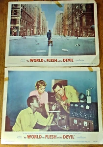 (2) 1959 11x14 Lobby Cards "The World the Flesh and the Devil" ~ Harry Belafonte - Picture 1 of 6