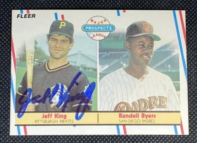 Jeff King Pittsburgh Pirates 1988 Fleer Signed Auto Rookie Card #653 ~ COA - Image 1 of 3