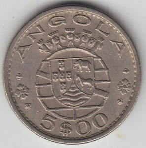 Angola 1972 - 5 Escudos Copper-Nickel Coin - Portuguese Colony Lot# 1 - Picture 1 of 5