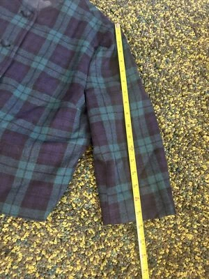 Chaqueta Blazer Pendleton Mujer Pequeña Lana Tartán Cuadros Verde Azul De Colección Foto 1 de 4